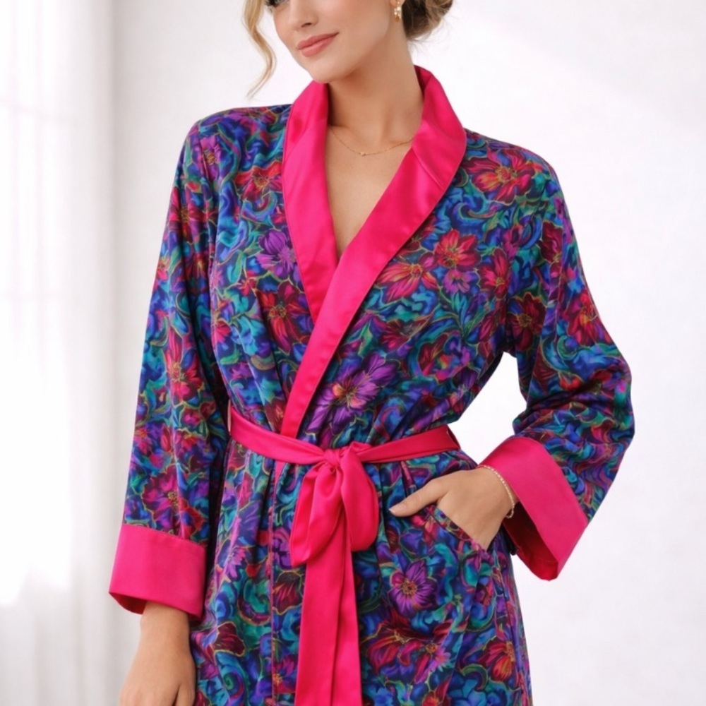 Victorias Secret Gold Label Vintage 90s Robe Satin Dressing Gown M Large